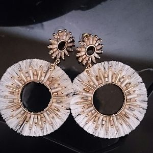 Anthropologie beaded Surya fringe earrings